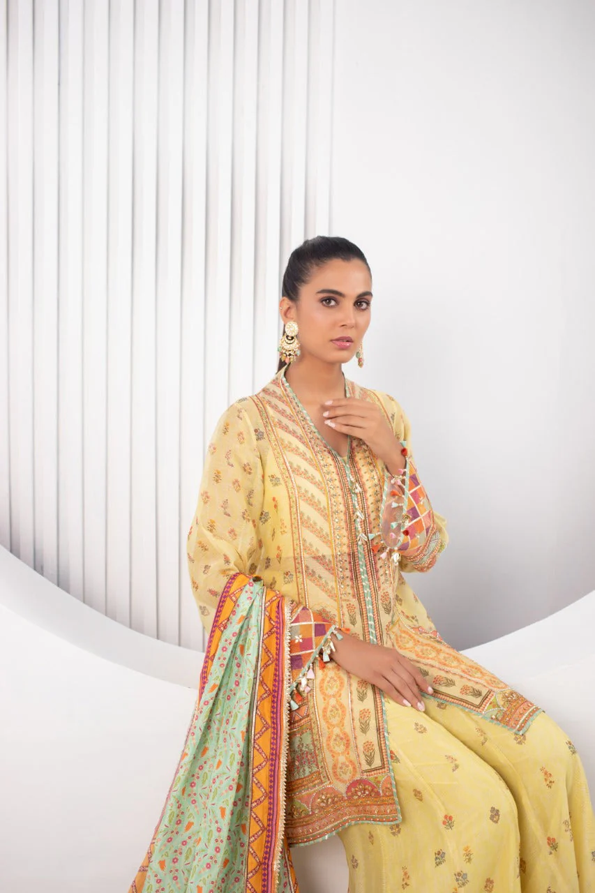 Cotton Net Front Open Kurta with Dupatta - Image 4