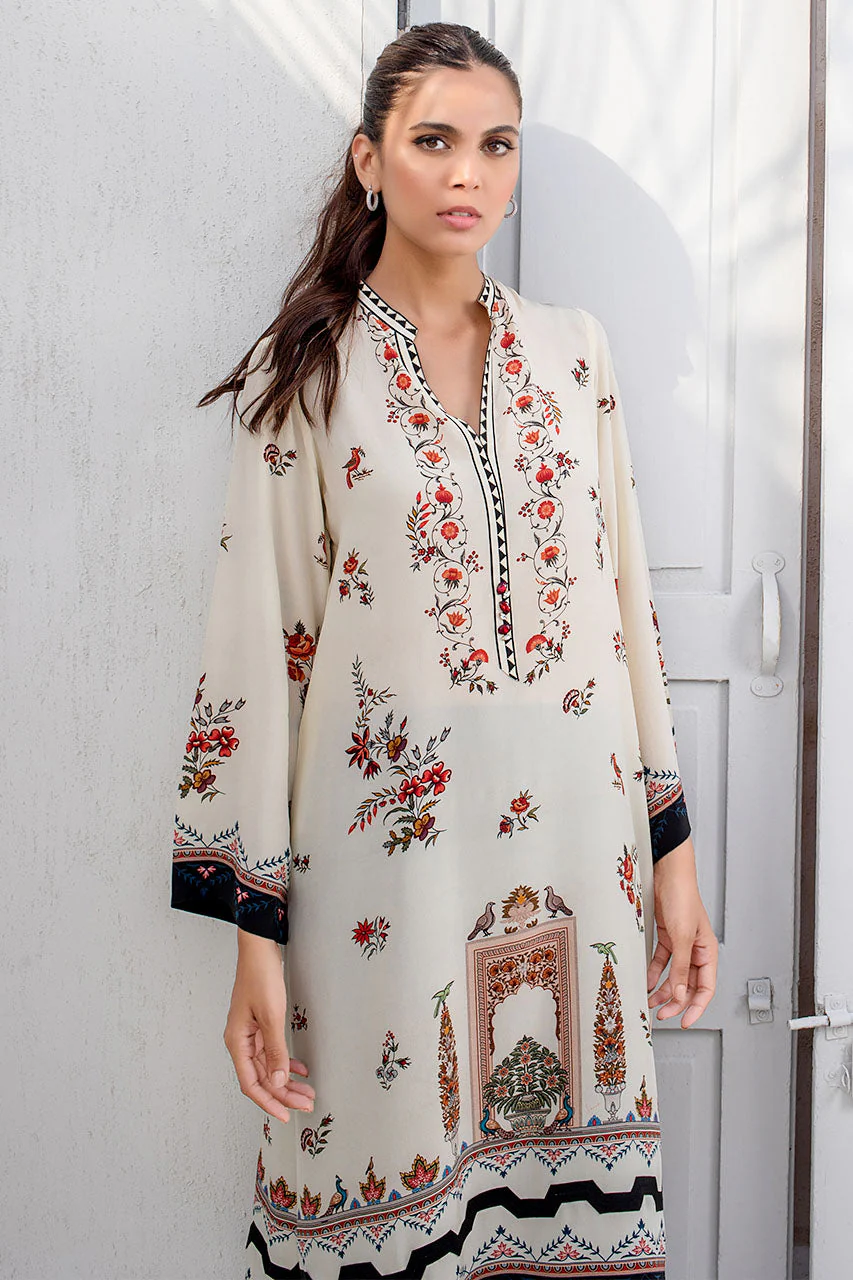 Cream Digitally Printed Kurta - Image 3
