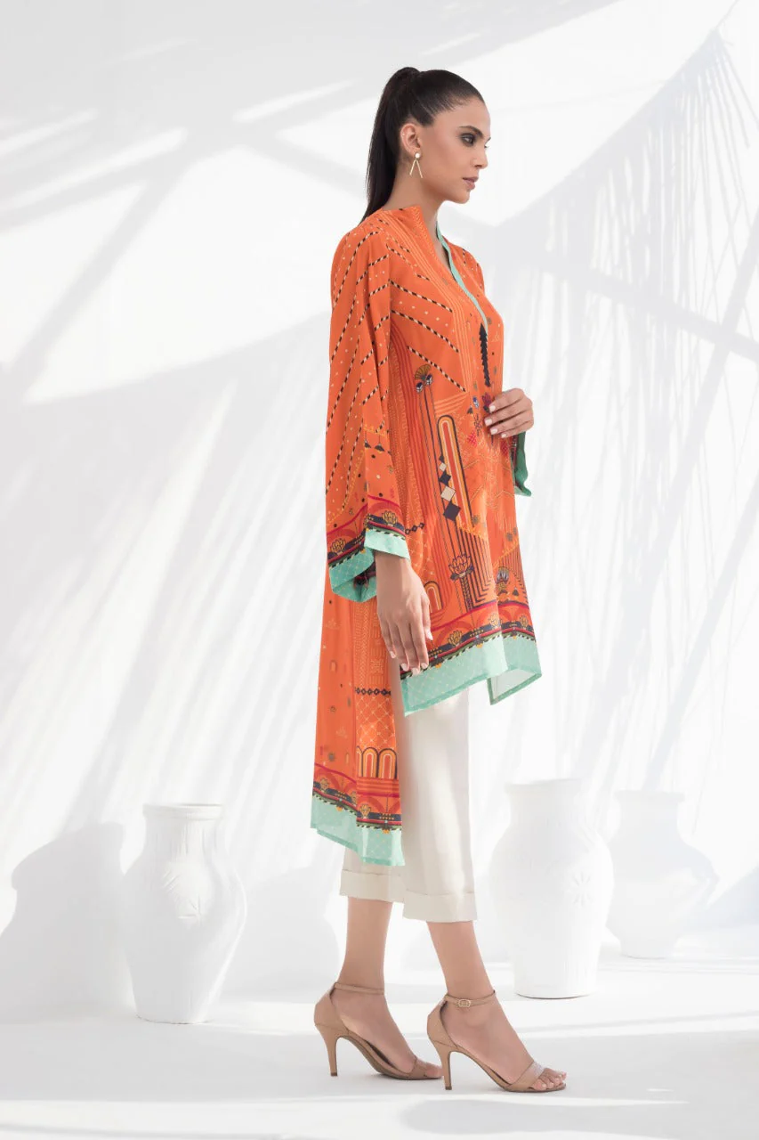 Crepe High Low Printed Kurta With trousers - Image 3