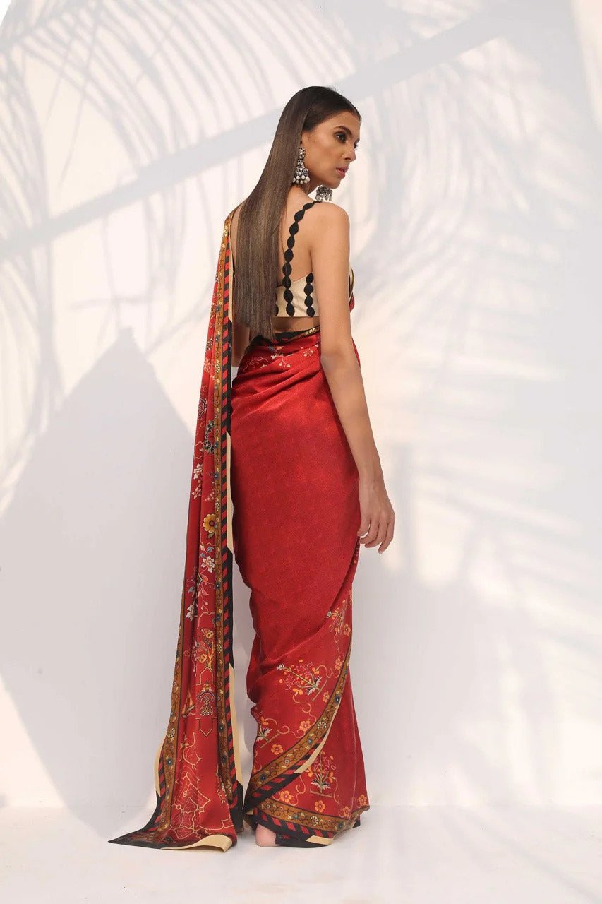 Digitally Printed Charmeuse Sari 1 - Image 3