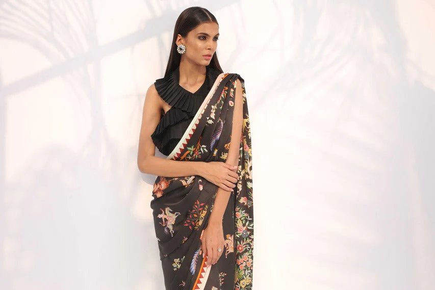 Digitally Printed Charmeuse Sari - Image 3