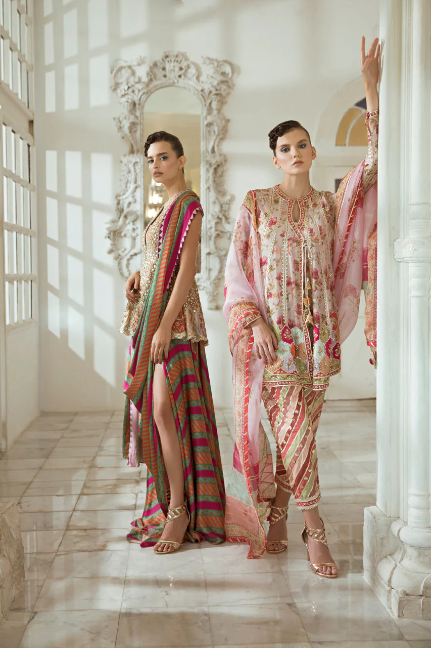 Digitally Printed Cotton Net Angharkha With Shalwar - Image 6