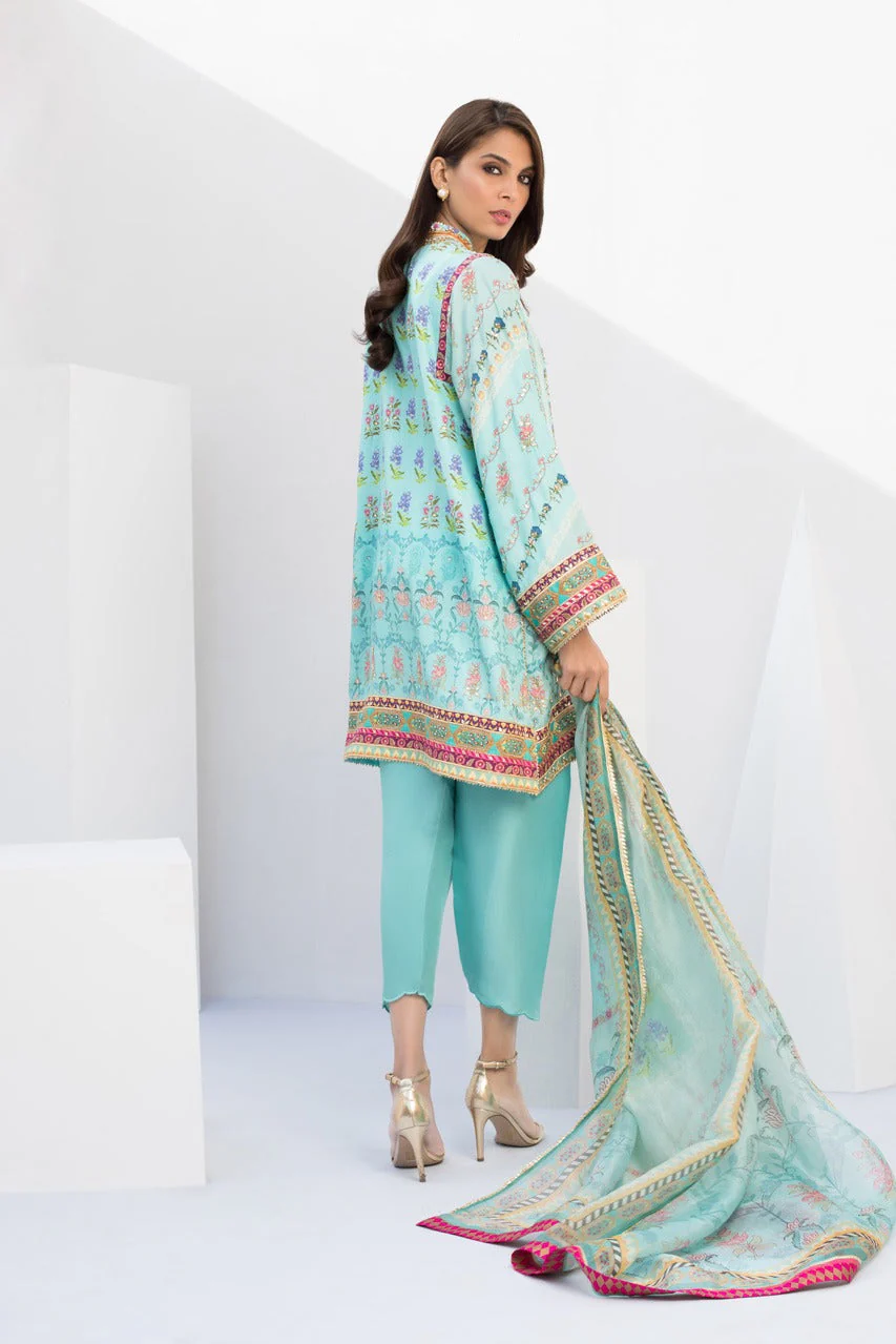 Digitally Printed Hand Work Shirt And Shalwar with Dupatta - Image 3