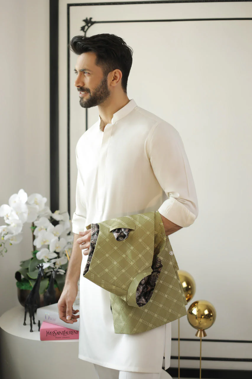 Embroidered Raw Silk Kurta And Pant with Waist Coat - Image 4