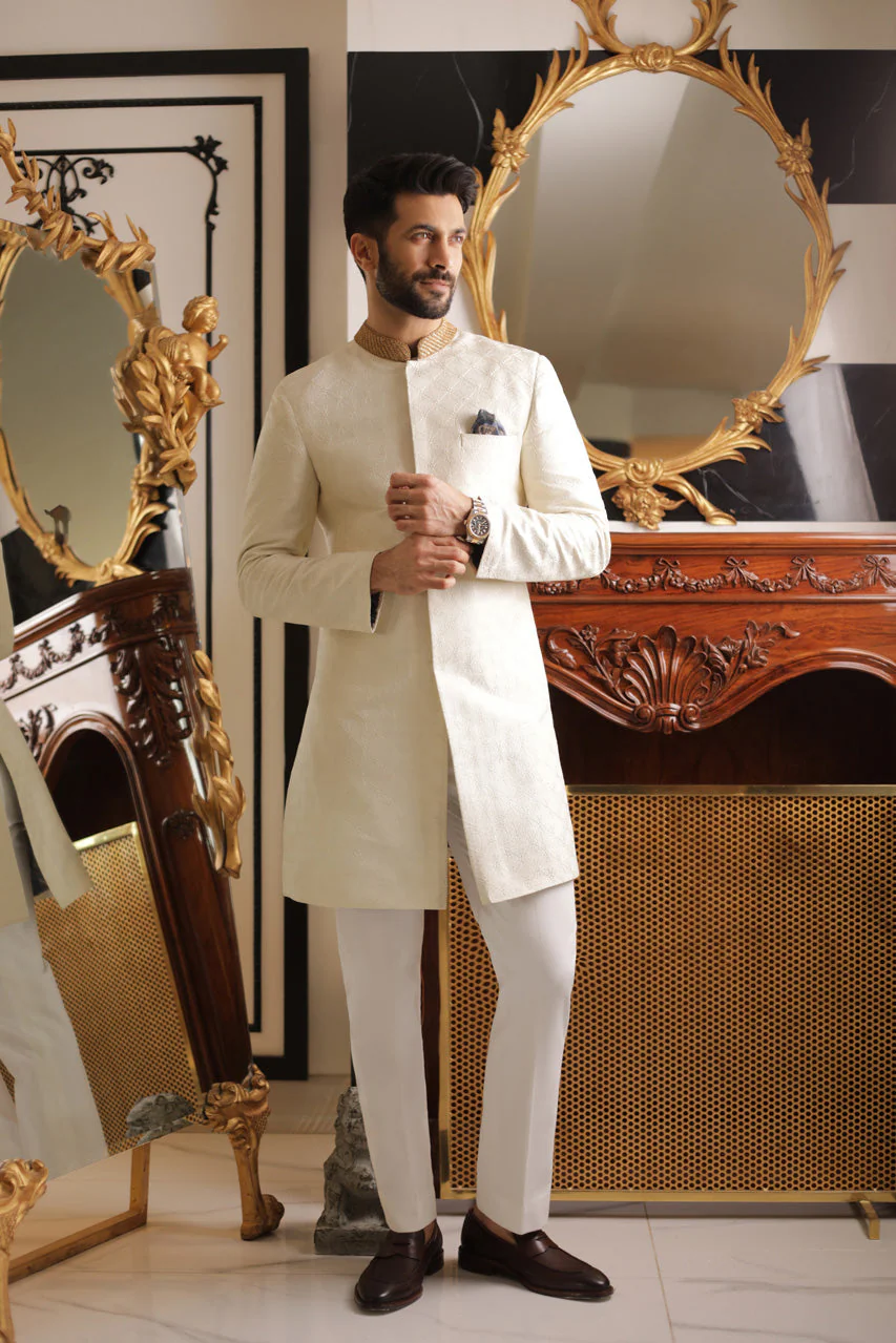 Embroidered Sherwani And Pant - Image 3