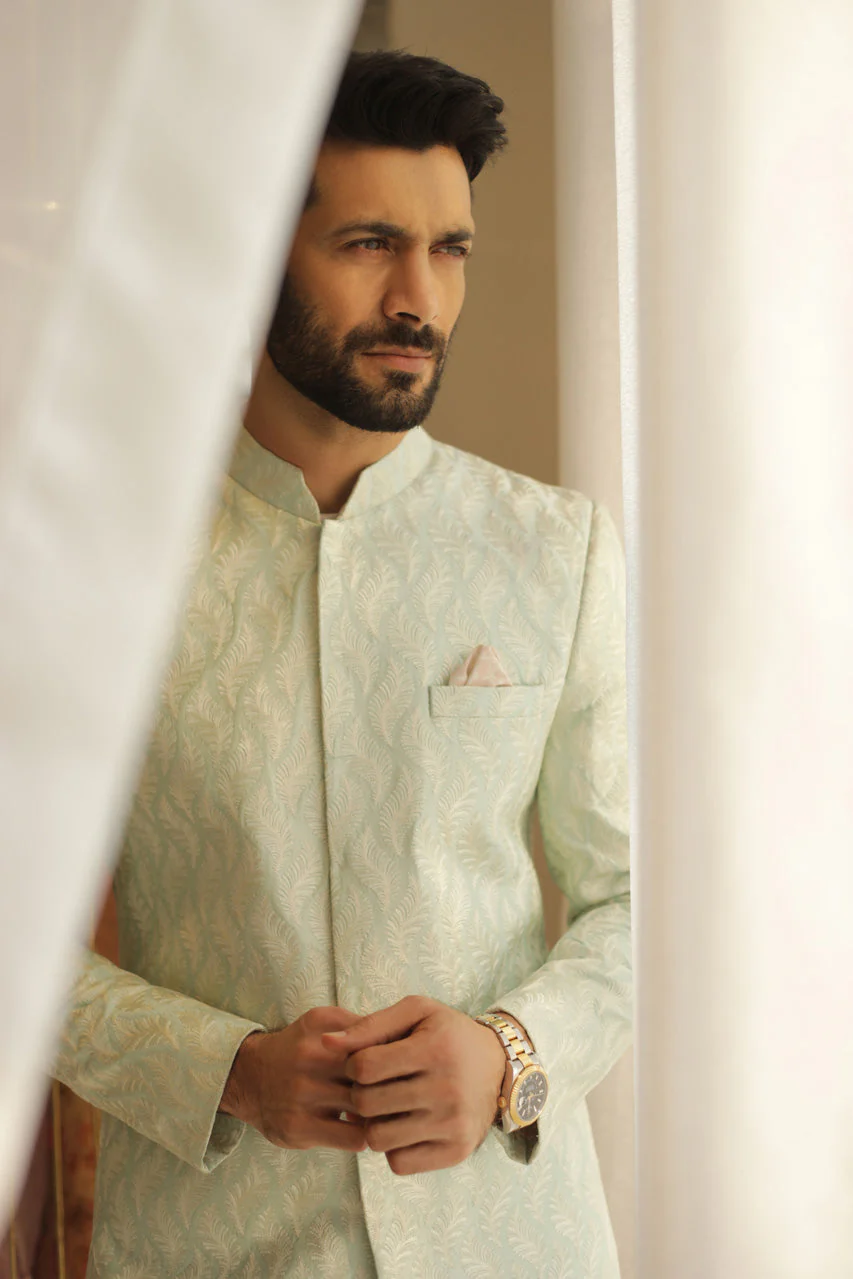 Embroidered Sherwani With Pant - Image 3