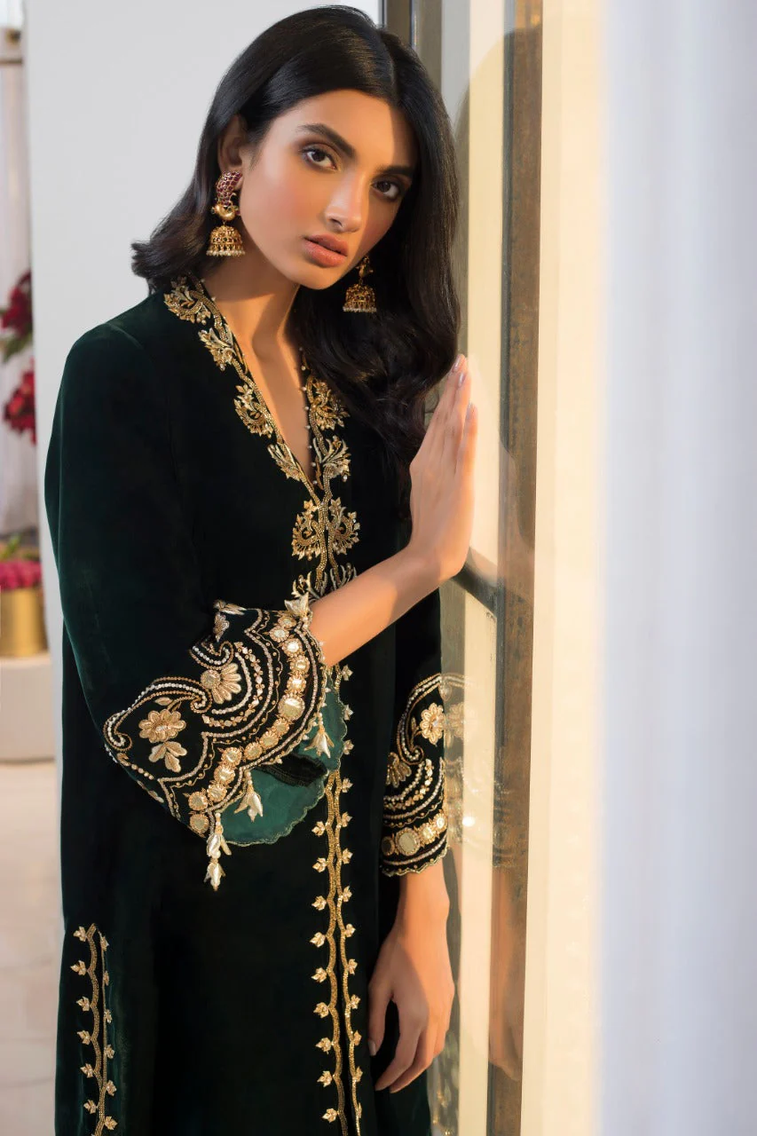 Emerald Front Open Kurta with Shalwar - Image 4