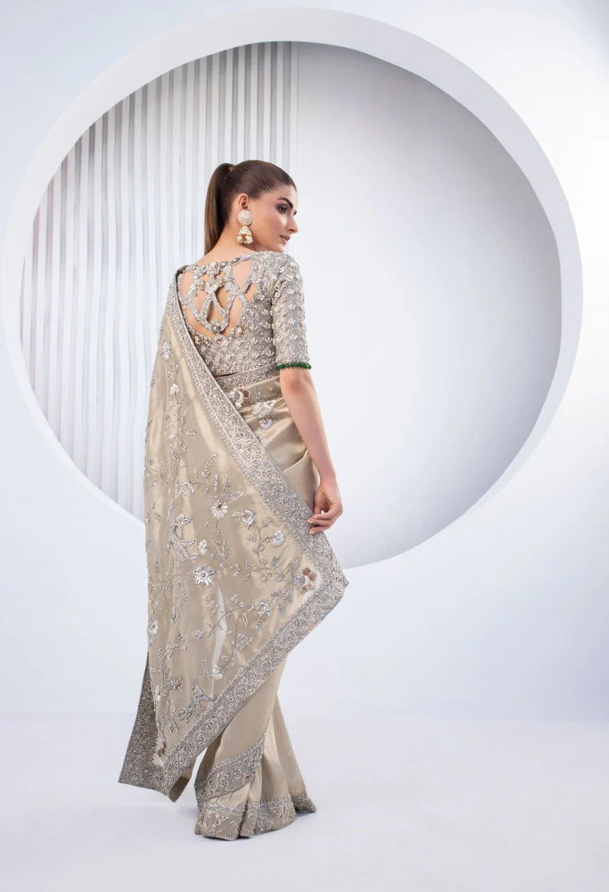 Gold Lame Sari And Gold Tissue Sari - Image 3