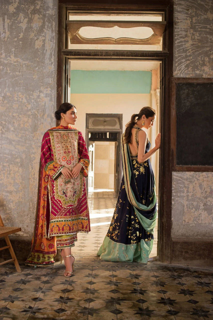 Hot Pink Rod Silk Kurta And Trouser with Dupatta - Image 4
