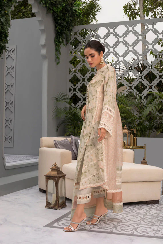 Khaadi Silk Printed Kurta & Trouser With Organza Dupatta - Image 3