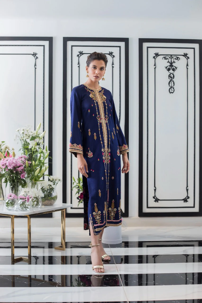 Midnight Blue Jamawar Jacket - Image 3