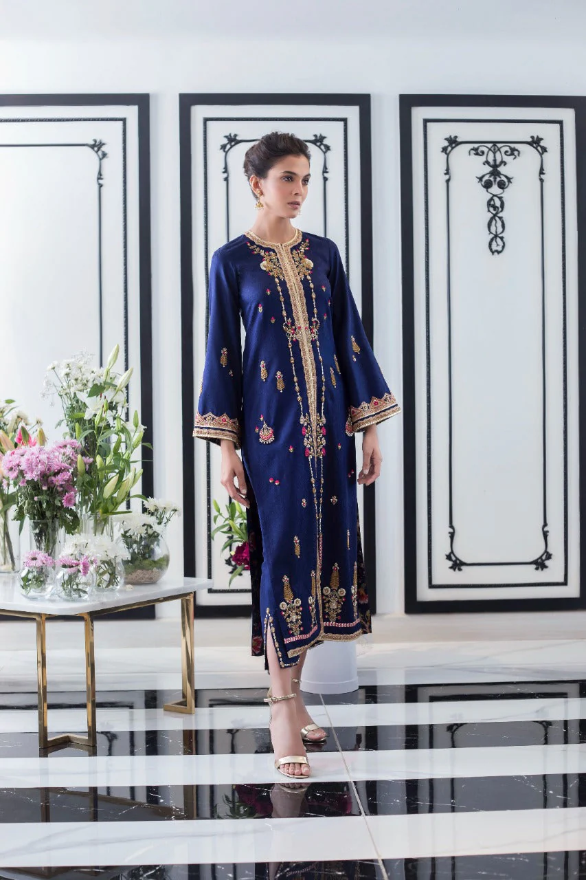 Midnight Blue Jamawar Jacket - Image 4