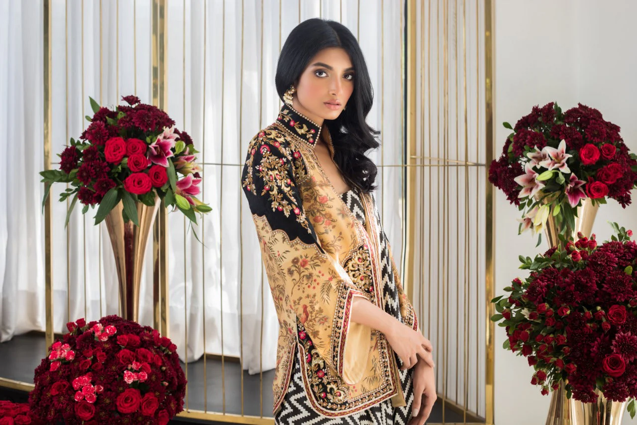 Printed Charmeuse Sari Jacket - Image 3