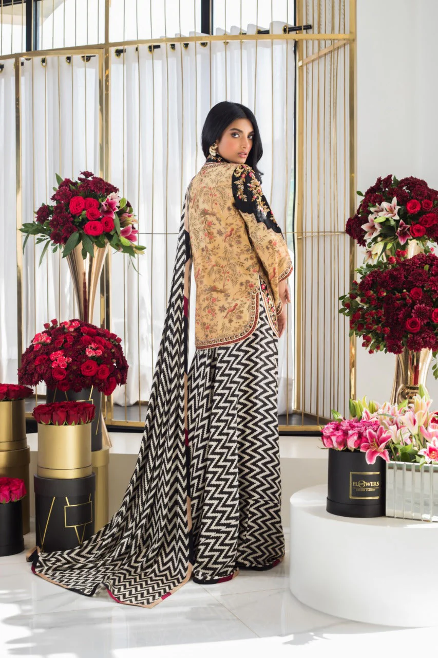 Printed Charmeuse Sari Jacket - Image 4