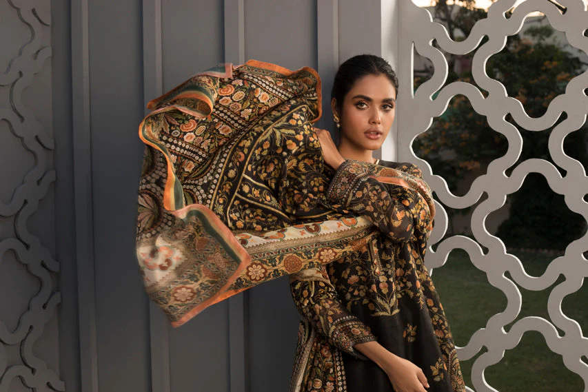 Printed Cotton Net Kurta And Trouser With Silk Dupatta - Image 4