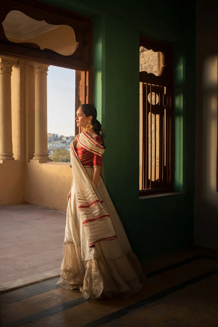 Scarlet And Creme Peshwas - Image 3