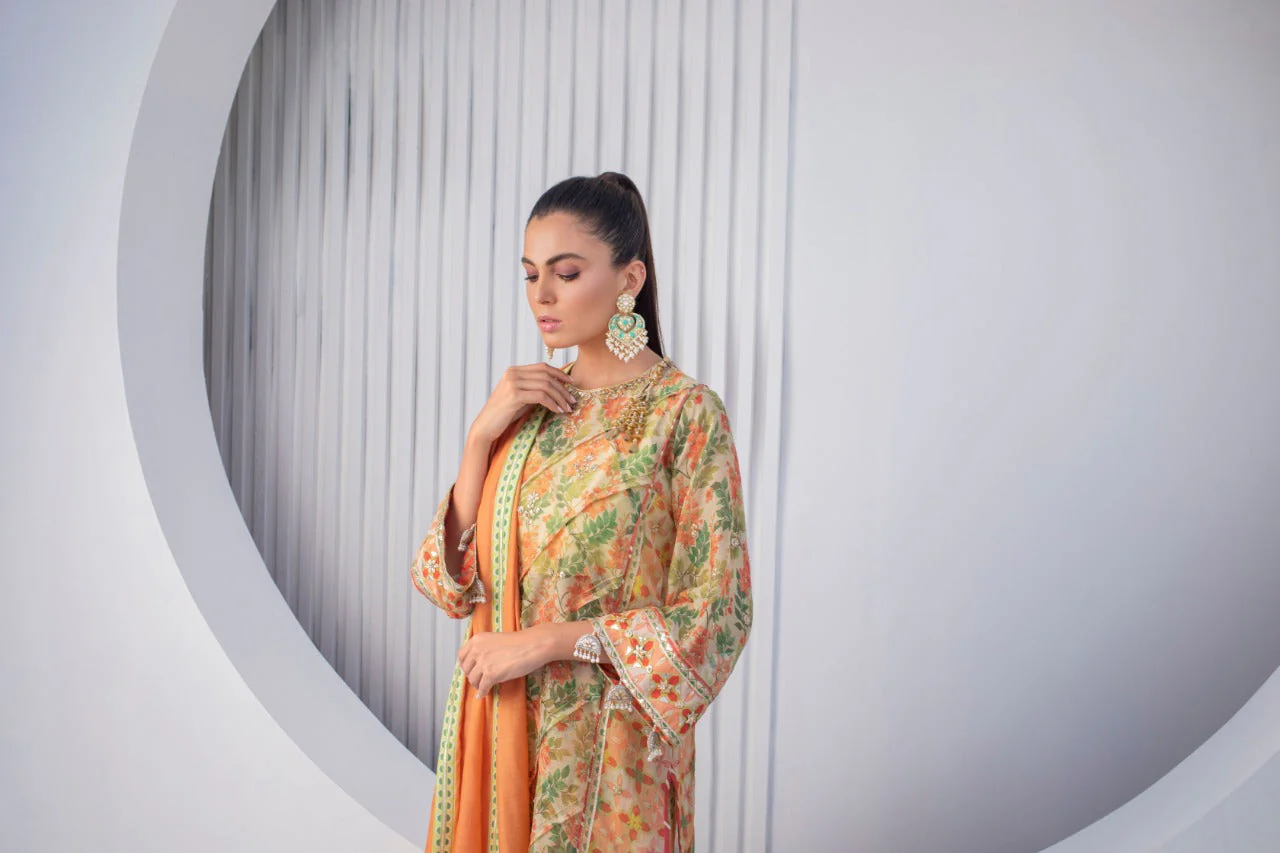 Tangerine Cotton Net Dress - Image 4