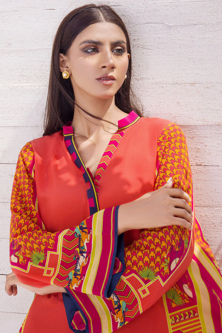 Tangerine Crepe Digital Print Kurta - Image 4