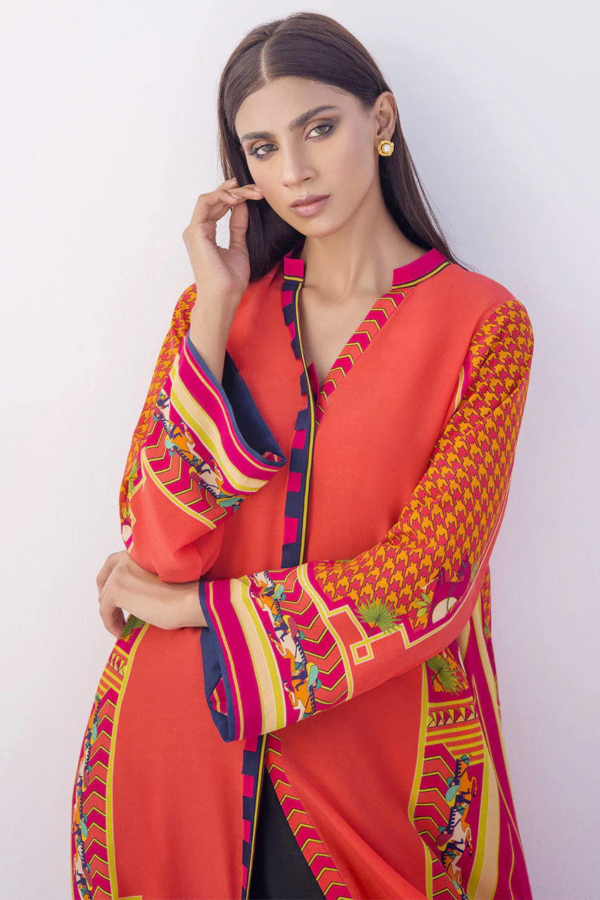Tangerine Crepe Digital Print Kurta - Image 5